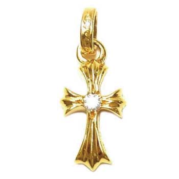 クロムハーツ 国内正規店原本付属 22K TNY HOOP SCRL タイニー スクロール フープ ピアス ゴールド 　画像