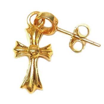 国内正規店原本付属 CHROME HEARTS Earring baby Fat 22K ベビーファット ピアス ゴールド系　画像