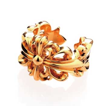 クロムハーツ CHROME HEART K22 ダブルフローラルクロスリング画像