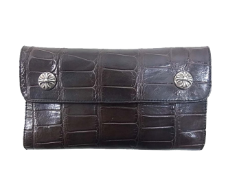 クロムハーツ WAVE ALLIGATOR クロスボールボタン アリゲーター ウェーブ ウォレット ブラウン系　画像