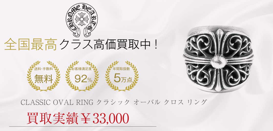 クロムハーツ CHROME HEARTS CLASSIC OVAL RING クラシック オーバル クロス リング シルバー 19号程度買取実績