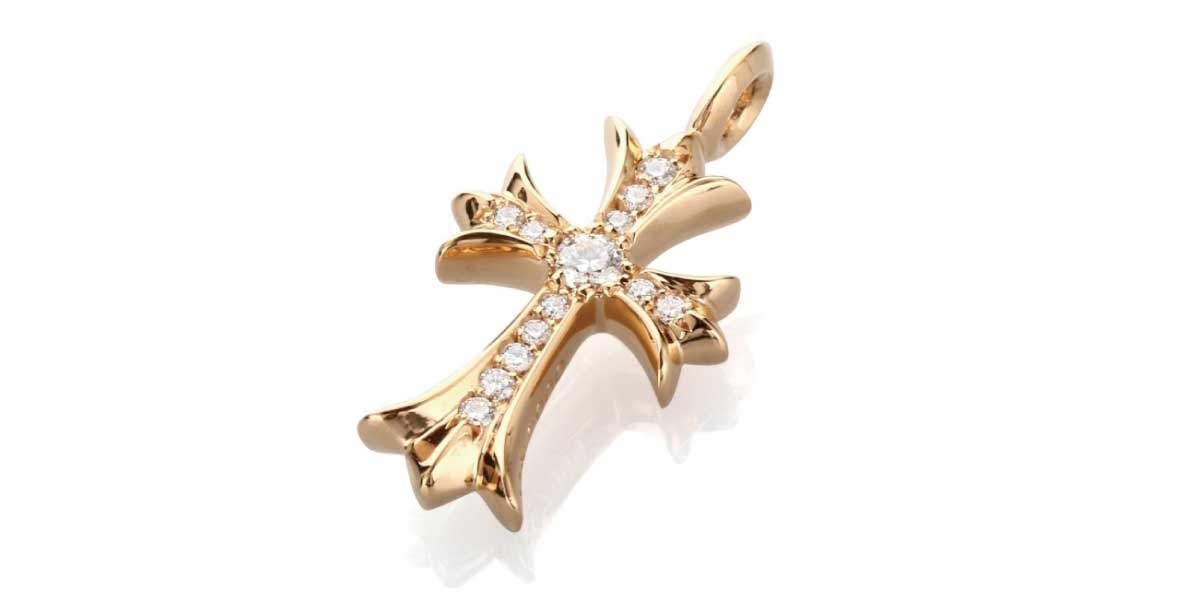 タイニー CHクロスファットチャーム wダイヤモンドパヴェ 22K　画像