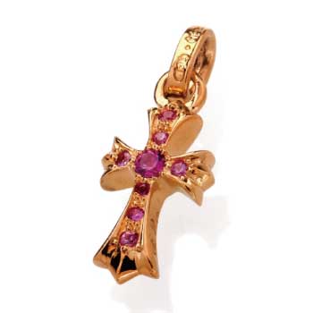 クロムハーツ CHクロスベビーファットチャーム K22 ピンクサファイアパヴェ　画像