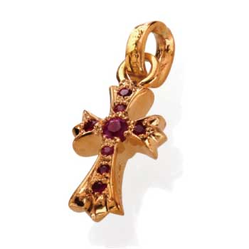 クロムハーツ CHクロスベビーファットチャーム K22 ルビーパヴェ 画像