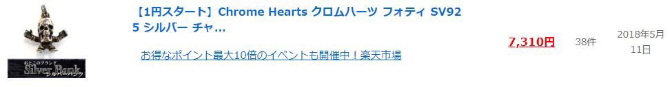 クロムハーツ フォティ SV925 シルバー チャームペンダントトップ相場画像